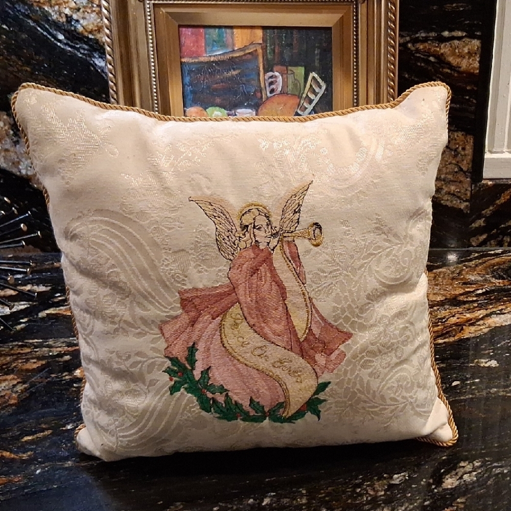 Embroidered Angel Decorative Pillow